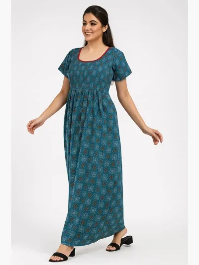 Women's Cotton Smocked Nighty – Ash Gray